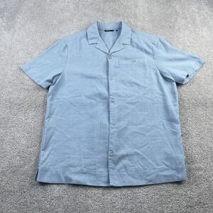 Rohan Shirt Mens Medium Blue Striped Porto Linen Short Sleeve Camp Collar Casual